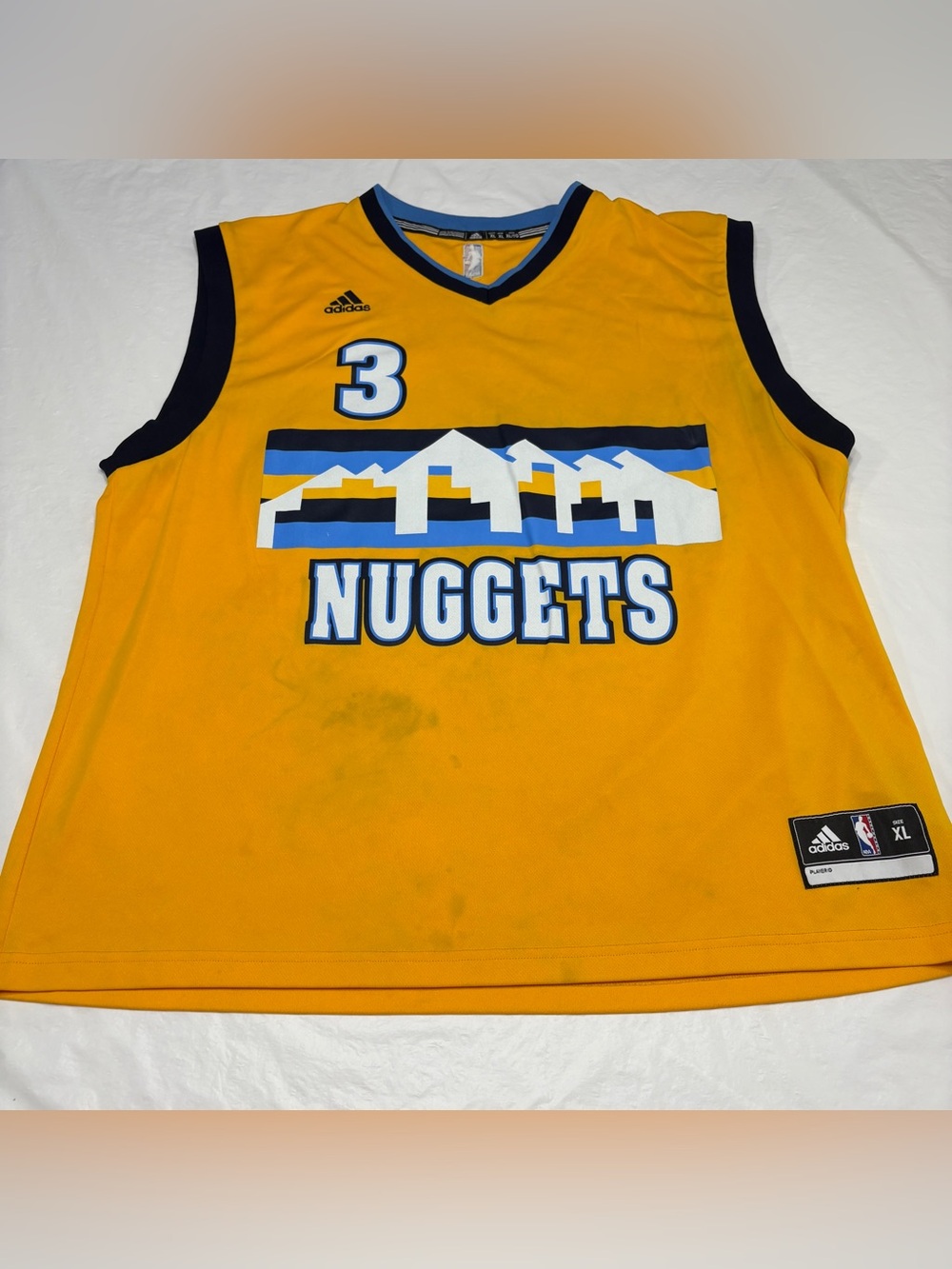 Adidas NBA Jersey Denver Nuggets Ty Lawson Gold Jersey Men’s XL Stained